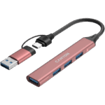 CANYON hub DS-02 4in1 USB-A/C Pink - Slika 3